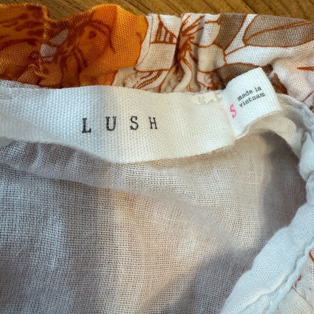 Lush Floral Dress Women’s Small Summer Dress 100% Cotton Orange Pink White - Picture 9 of 10